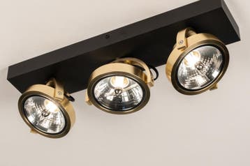 Rietveld Spots - Zwart, Goud - Metaal, Aluminium, Huis en Inrichting, Lampen | Hanglampen, Verzenden, Nieuw
