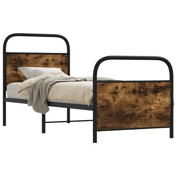 vidaXL Bedframe zonder matras bewerkt hout gerookt eiken, Eenpersoons, Bruin, Verzenden, Nieuw