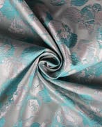 Jacquard Bloemen Blauw/Zilver, Nieuw, Blauw