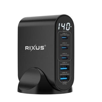Rixus RX140 GaN-voedingsadapter met digitaal display, 140 W,, Verzenden, Nieuw