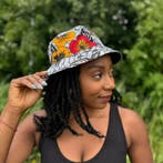 Bucket hat / Vissershoedje met Afrikaanse print - Lichtgrijz, Ophalen of Verzenden, Nieuw