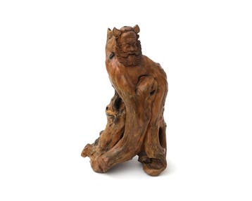 Gesneden wortelhouten beeld. Bodhidharma. China. 20e eeuw