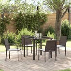 vidaXL Tuin eettafelset 5 pcs Bruin en zwart PE Rattan, Verzenden, Nieuw, Rotan