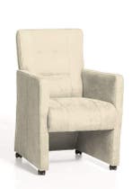 Eetkamerstoel Donna met wieltjes - eetkamerstoelen - Creme, Nieuw, Stof