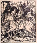 Parodie van de Ridder, Dood en Duivel op spotprent (Lithos), Verzenden