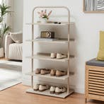Schoenenrek Poytya met 5 planken champagne 119x60x32 cm [en., Verzenden, Nieuw