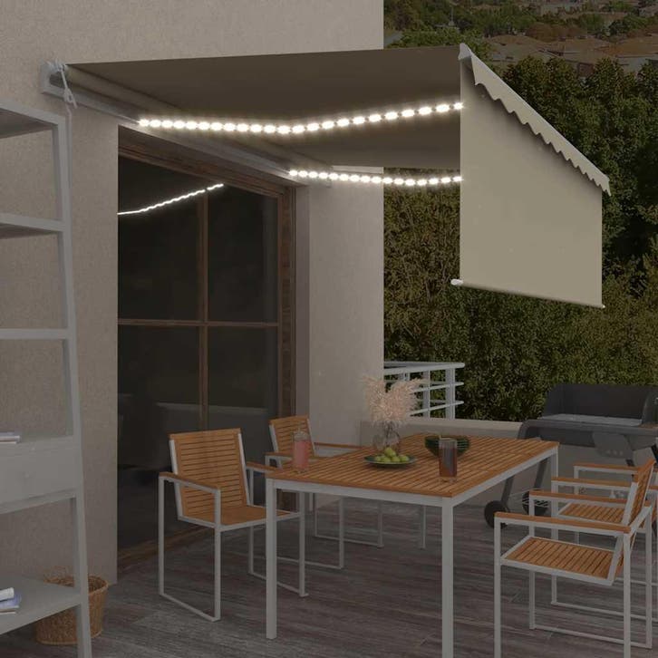 vidaXL Luifel automatisch met rolgordijn, LED en windsensor, Tuin en Terras, Zonneschermen, Nieuw, Verzenden