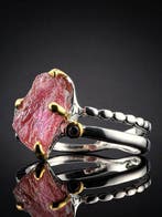 Toermalijn - Zilver - Ring - Ruwe schoonheid