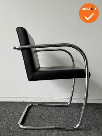 Fasem BRNO vergaderstoel - Zwart leren bekleding - chroom sl, Vergader- of Presentatieruimte, Ophalen of Verzenden, Gebruikt, Stoel