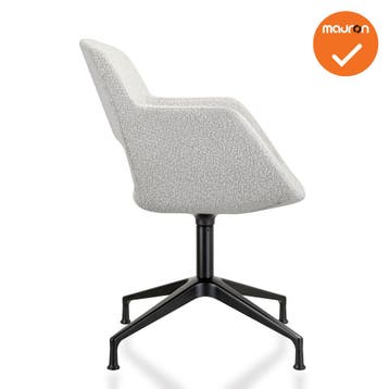 Bouclé - Vergaderstoel - Onderstel met doppen - Wit, Vergader- of Presentatieruimte, Ophalen of Verzenden, Gebruikt, Stoel