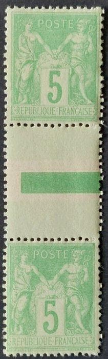 Frankrijk 1898 - Sage, 5 c. groen-geel, de twee types staan, Gestempeld