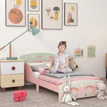 Houten Kinderbed 143x77x60 cm – Roze, Voor Kinderen 3-6 Jaar, Kinderen en Baby's, Kinderkamer | Bedden, Verzenden, Nieuw