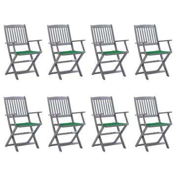 vidaXL Tuinstoelen 8 st inklapbaar met kussens massief, Tuin en Terras, Tuinstoelen, Verzenden, Nieuw, Hout