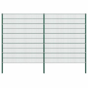 vidaXL Schuttingpaneel met palen ijzer 349x200 cm groen, Verzenden, Nieuw, IJzer, 2 meter of meer