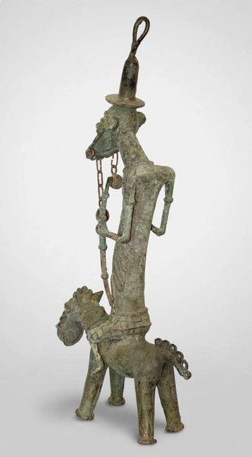 sculptuur, Cavalier OGBONI / YORUBA - 51 cm - Brons