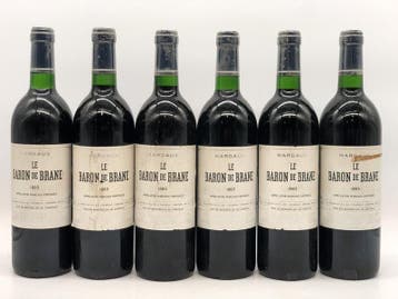 6 x 75cl Le Baron de Brane Margaux 1993 (Bordeaux, rood), Verzamelen, Wijnen, Ophalen of Verzenden, Nieuw, Frankrijk, Rode wijn