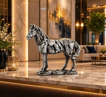 sculptuur, Luxury Horse Sculpture Contemporary Geometric, Antiek en Kunst