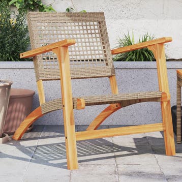 vidaXL Tuinstoelen 2 st poly rattan en acaciahout beige, Tuin en Terras, Verzenden, Nieuw, Tuinset
