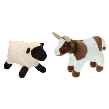 Boerderijdieren knuffel set - koe & schaap - pluche - 22 cm, Verzenden, Nieuw