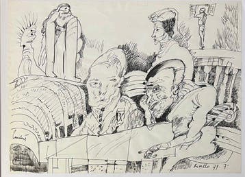 Lucebert (1924-1994) - Encre originale encadrée, Rivello,