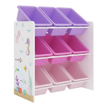 [en.casa] Kinderrek Muxía speelgoedkast 60x62x26,5 cm oceaan, Verzenden, Nieuw