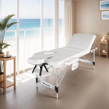 3 zones massagetafel Phuket, draagtas, aluminiumframe - wit, Sport en Fitness, Verzenden, Nieuw