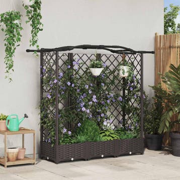vidaXL Verhoogd Bed met Trellis en Dak Bruin 163 x 40 x 123, Verzenden, Nieuw, Minder dan 60 cm, 60 cm of meer