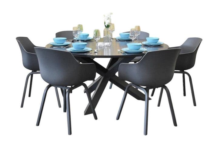 Firenze-Bristol Tuinset 6 Personen - Keramisch blad / Anthra, Tuin en Terras, Tuinsets en Loungesets, Nieuw, Verzenden