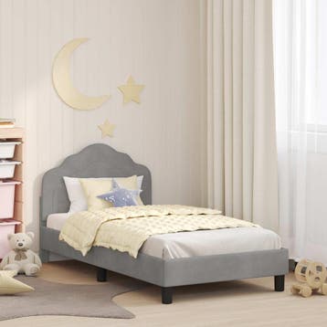 vidaXL Bedframe voor kinderen met hoofdbord Lichtgrijs 80 x, Verzenden, Nieuw, Stof