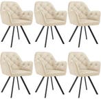 Fluwelen draaistoel Lucia, gestoffeerd - crème, Set van 6, Verzenden, Nieuw