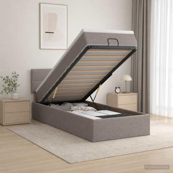 vidaXL Ottoman bed met matras met hoofdeinde Taupe 90 x 200, Huis en Inrichting, Slaapkamer | Bedden, Verzenden, Nieuw