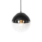 Retro hanglamp zwart met helder glas 20 cm - Eclipse, Verzenden, Nieuw, Glas, Retro