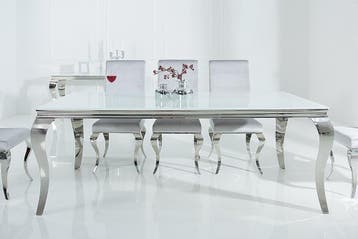 Eettafel Modern Barok 200cm wit zilver/ 37904, Huis en Inrichting, Tafels | Eettafels, Ophalen of Verzenden, Nieuw