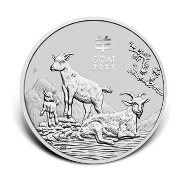1 kilo zilveren Lunar III munt - Year of the Goat 2027, Verzenden