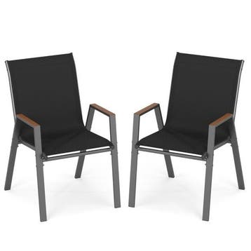 2dekans | Coast Tuinstoelen Set van 2 Grijs – Stapelbare, Ophalen of Verzenden, Zo goed als nieuw