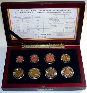 3,88 Euro, munten set 1 Cent-2 Euro 2001 Belgie Albert Ii, Verzenden
