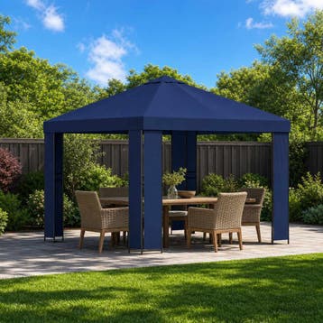 vidaXL Paviljoen 3 x 3 m Blauw Polyester en staal 190 gsm, Verzenden, Nieuw