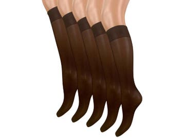 Panty kniekousen - 5 PACK - Zijdemat 15 Denier - Zwart, Verzenden, Nieuw