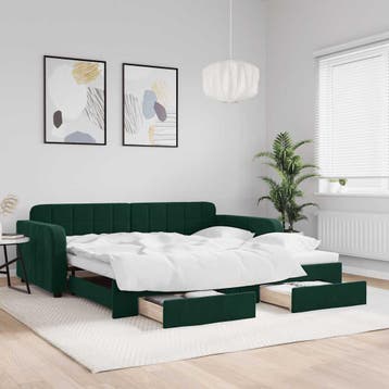 vidaXL Slaapbank onderschuifbed lades 100x200 cm fluweel, Huis en Inrichting, Slaapkamer | Bedden, 100 cm, Eenpersoons, Verzenden