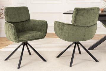Draaibare Retro Stoel UNIEKE Groene Chenille Zwarte Metalen, Ophalen of Verzenden, Nieuw
