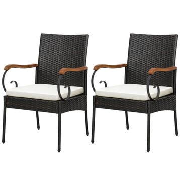 2dekans | Coast Set van 2 Rotan Tuinstoelen Met Kussens - 60, Ophalen of Verzenden, Zo goed als nieuw