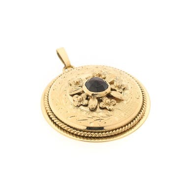 Gouden hanger met granaat (Hanger of bedel), Ophalen of Verzenden, Gebruikt, Goud, Overige merken