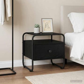 vidaXL Nachtkastje Zwart eiken Bewerkt hout, Huis en Inrichting, Slaapkamer | Nachtkastjes, Minder dan 45 cm, Verzenden, Nieuw