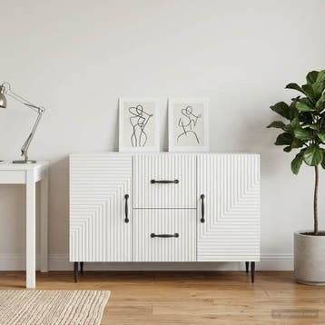 vidaXL Dressoir met lade Hoogglans Wit 89 x 34,5 x 60 cm, Verzenden, Nieuw, Overige houtsoorten, Minder dan 50 cm