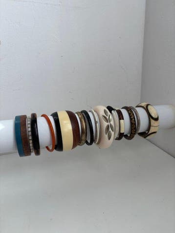 Zilver, Hars, hout, Metaal - Armband - Lea Stein armbanden, Antiek en Kunst