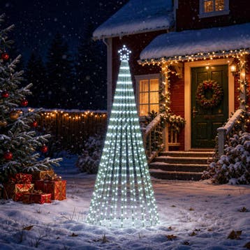 vidaXL LED Kerstboom 250 cm 475 LEDs Koel wit Staal Zwart, Verzenden, Nieuw
