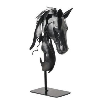 sculptuur, Horse Head – Sophisticated Black Metal Artwork,