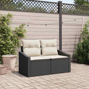 vidaXL Tuinbank met kussen 123 x 62 x 69 cm poly rattan, Verzenden, Nieuw