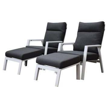 Vegas lounge balkonset 4 delig verstelbaar wit aluminium, Ophalen of Verzenden, Nieuw, Aluminium