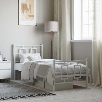 vidaXL Bedframe met hoofd- en voeteneinde metaal wit 80x200, Huis en Inrichting, Slaapkamer | Bedden, Eenpersoons, Verzenden, Wit